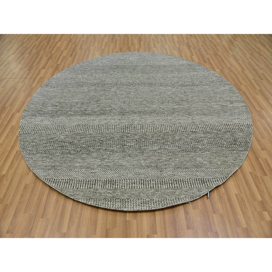 Modern and Contemporary Wool Hand Knotted Rug Grey No Border 7.10X7.10 -O079592