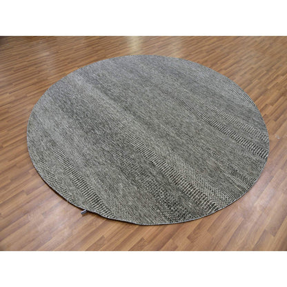 Modern and Contemporary Wool Hand Knotted Rug Grey No Border 7.10X7.10 -O079592