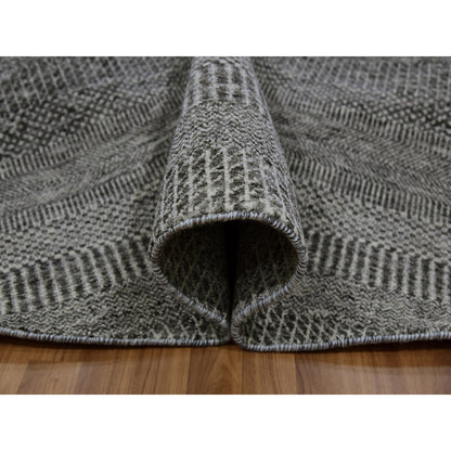 Modern and Contemporary Wool Hand Knotted Rug Grey No Border 7.10X7.10 -O079592