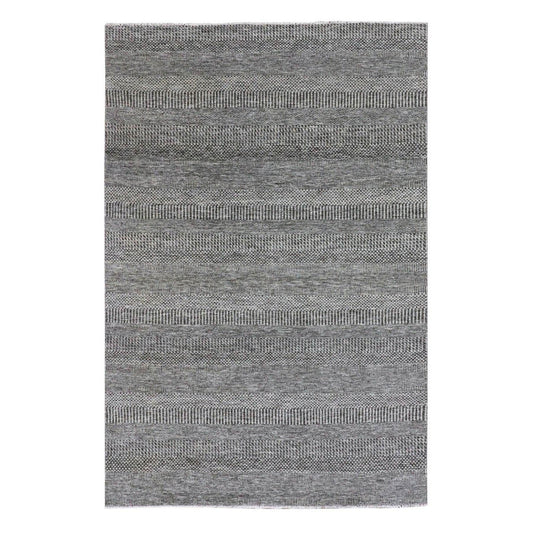 Modern and Contemporary Wool Hand Knotted Rug Grey No Border 6.0X9.1 -O079593