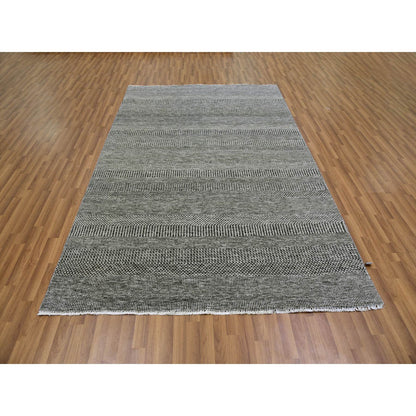 Modern and Contemporary Wool Hand Knotted Rug Grey No Border 6.0X9.1 -O079593