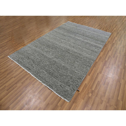 Modern and Contemporary Wool Hand Knotted Rug Grey No Border 6.0X9.1 -O079593