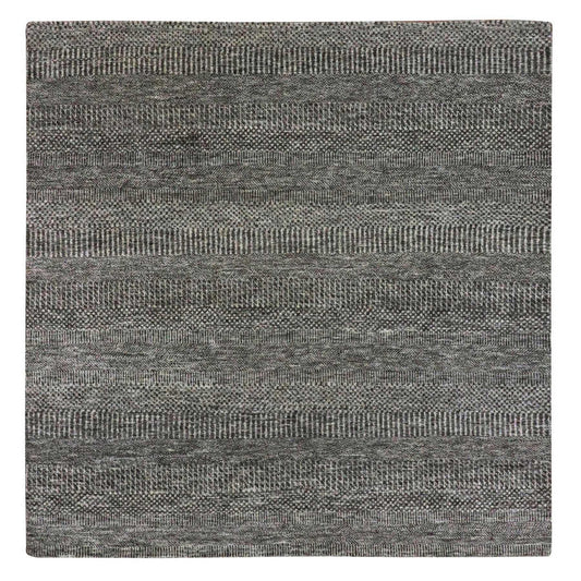Modern and Contemporary Wool Hand Knotted Rug Grey No Border 5.11X6.1 -O079594