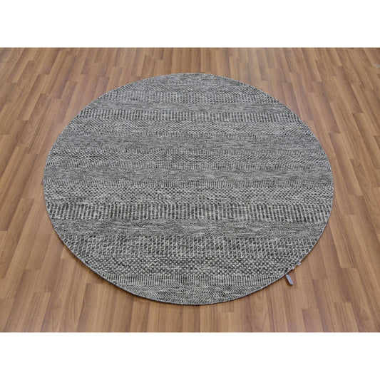 Modern and Contemporary Wool Hand Knotted Rug Grey No Border 4.10X4.10 -O079595