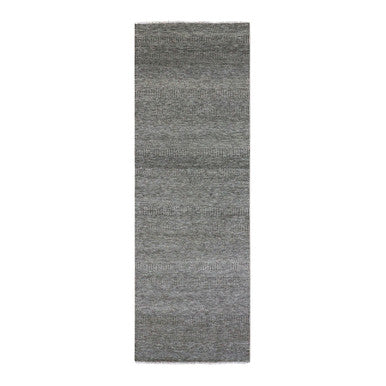 Modern and Contemporary Wool Hand Knotted Rug Grey No Border 4.1X12.1 -O079596