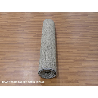 Modern and Contemporary Wool Hand Knotted Rug Grey No Border 4.1X12.1 -O079596