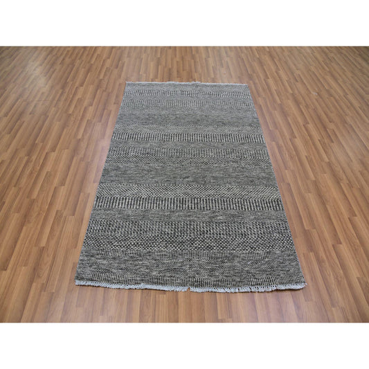 Modern and Contemporary Wool Hand Knotted Rug Grey No Border 4.0X6.6 -O079597
