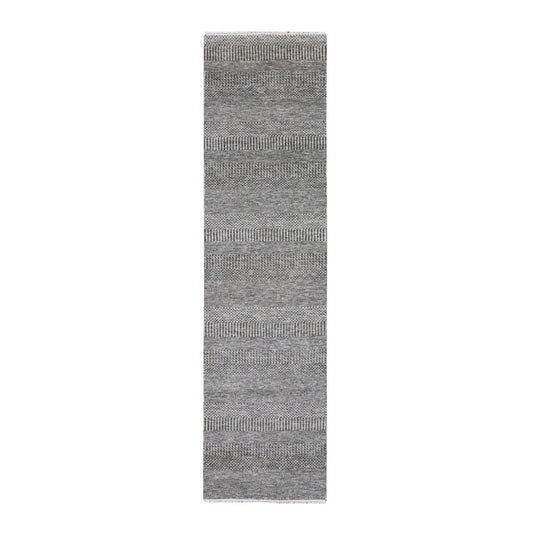 Modern and Contemporary Wool Hand Knotted Rug Grey No Border 2.7X10.1 -O079598