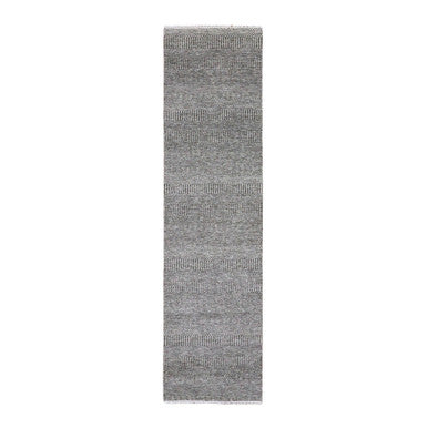 Modern and Contemporary Wool Hand Knotted Rug Grey No Border 2.7X10.1 -O079598
