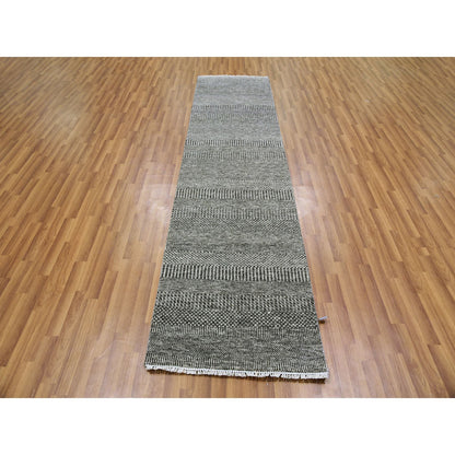 Modern and Contemporary Wool Hand Knotted Rug Grey No Border 2.7X10.1 -O079598