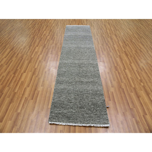 Modern and Contemporary Wool Hand Knotted Rug Grey No Border 2.7X10.1 -O079598