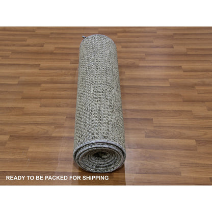 Modern and Contemporary Wool Hand Knotted Rug Grey No Border 2.7X10.1 -O079598