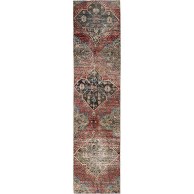 Overdyed & Vintage Wool Hand Knotted Rug Red 2.2x9.9 -O0795