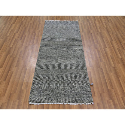 Modern and Contemporary Wool Hand Knotted Rug Grey No Border 2.8X6.2 -O079603