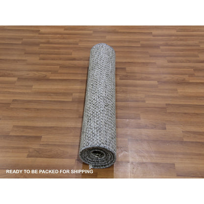 Modern and Contemporary Wool Hand Knotted Rug Grey No Border 2.8X6.2 -O079603