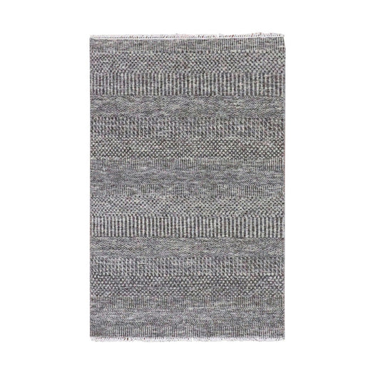 Modern and Contemporary Wool Hand Knotted Rug Grey No Border 3.1X5.0 -O079604