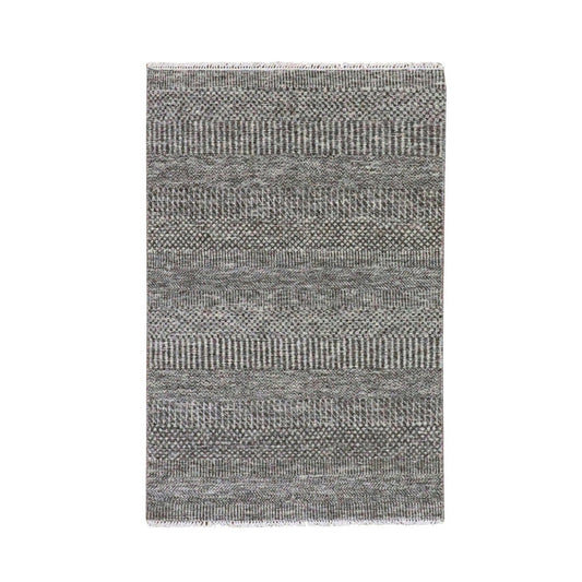 Modern and Contemporary Wool Hand Knotted Rug Grey No Border 3.0X5.0 -O079605