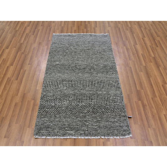 Modern and Contemporary Wool Hand Knotted Rug Grey No Border 3.0X5.0 -O079605