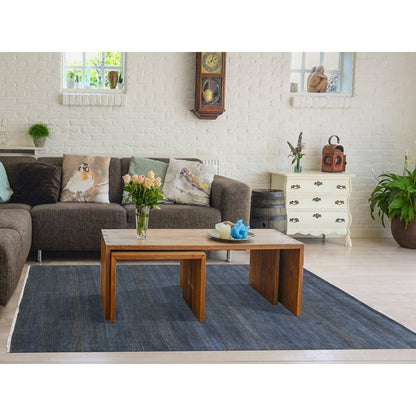 Modern and Contemporary Wool Hand Knotted Rug Blue No Border 8.0X9.11 -O079609