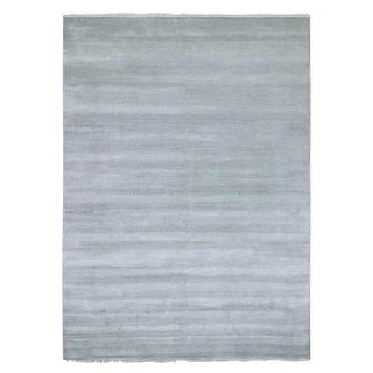 Modern and Contemporary Wool Hand Knotted Rug Grey No Border 10.0X14.2 -O079610