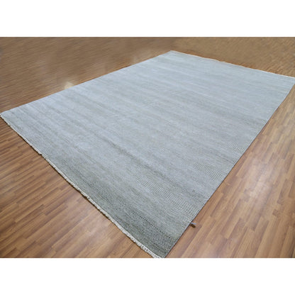 Modern and Contemporary Wool Hand Knotted Rug Grey No Border 10.0X14.2 -O079610