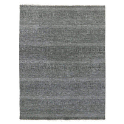 Modern and Contemporary Wool Hand Knotted Rug Grey No Border 8.11X12.0 -O079611