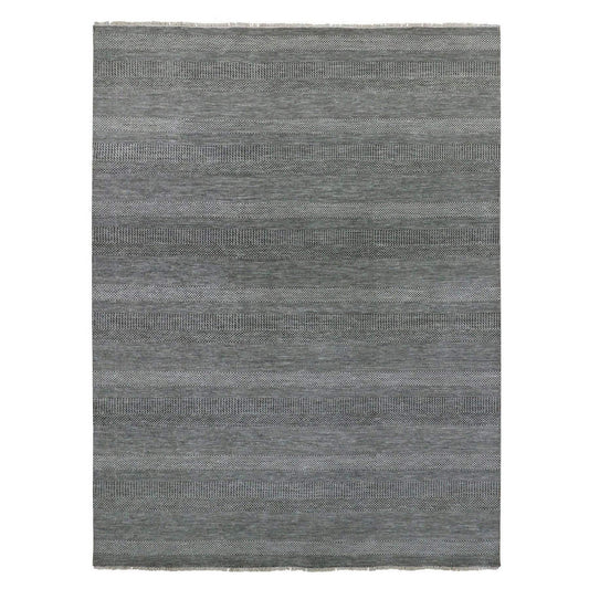 Modern and Contemporary Wool Hand Knotted Rug Grey No Border 8.11X12.0 -O079611