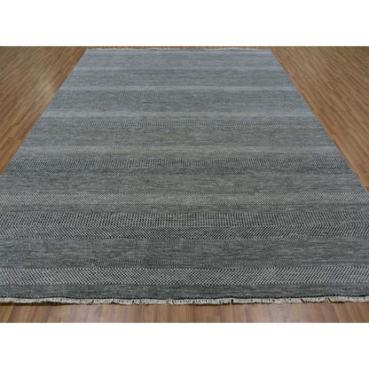 Modern and Contemporary Wool Hand Knotted Rug Grey No Border 8.11X12.0 -O079611