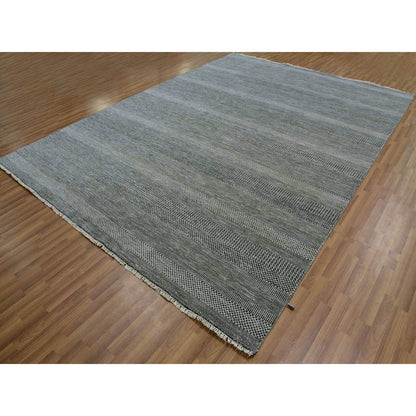 Modern and Contemporary Wool Hand Knotted Rug Grey No Border 8.11X12.0 -O079611