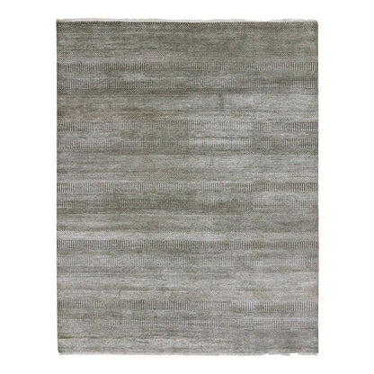 Modern and Contemporary Wool & Silk Hand Knotted Rug Grey No Border 8.1X10.3 -O079614
