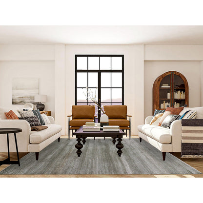 Modern and Contemporary Wool & Silk Hand Knotted Rug Grey No Border 8.1X10.3 -O079614