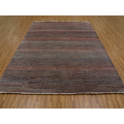 Modern and Contemporary Wool & Silk Hand Knotted Rug Grey No Border 8.1X10.2 -O079617