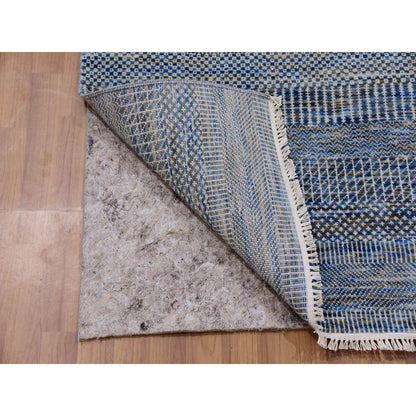 Modern and Contemporary Wool Hand Knotted Rug Blue No Border 2.7X18.1 -O079620