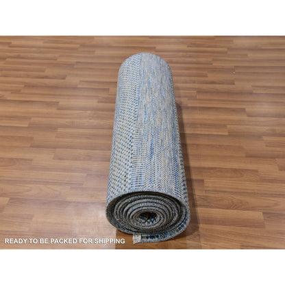 Modern and Contemporary Wool Hand Knotted Rug Blue No Border 2.7X18.1 -O079620