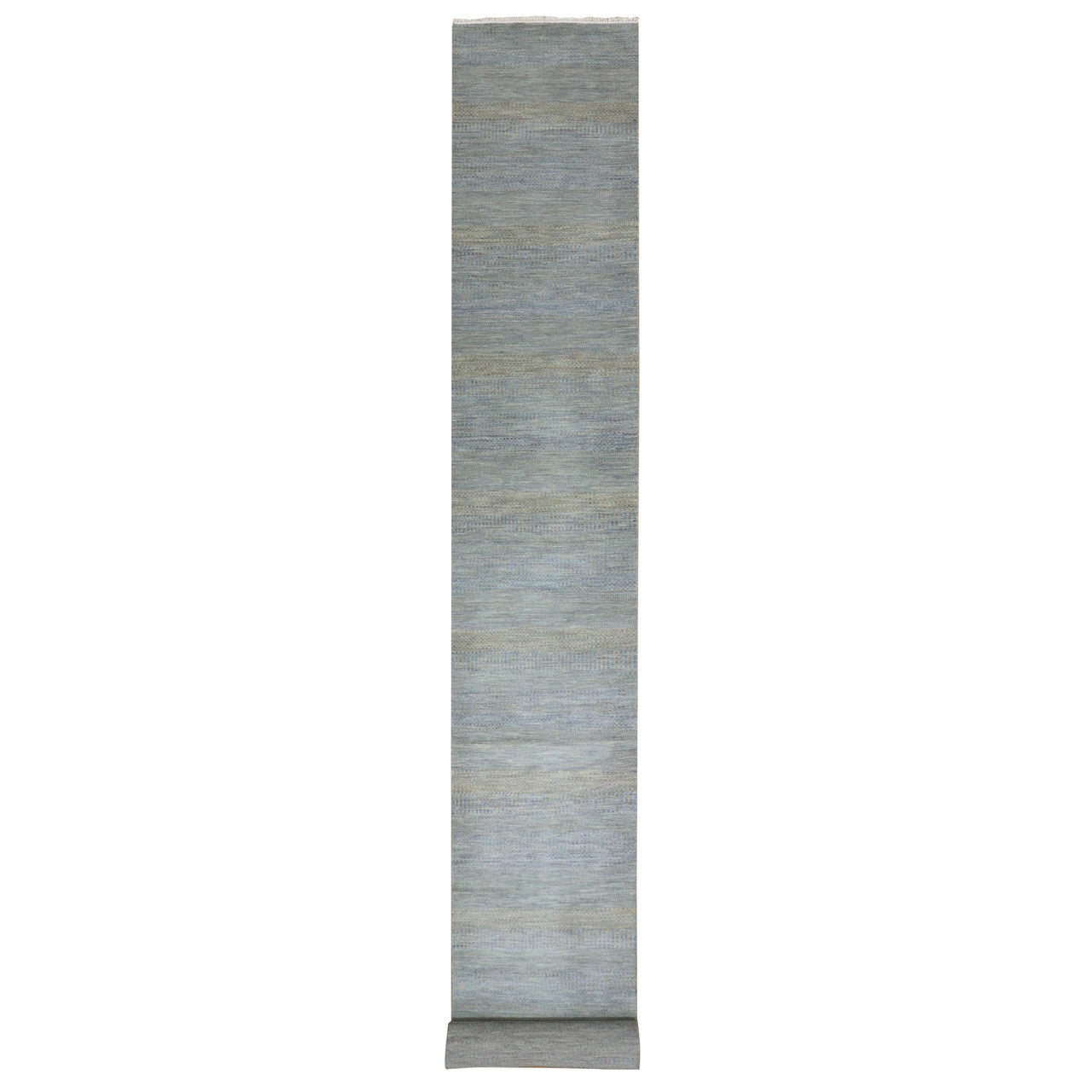 Blue 2'6" x 20'0" Modern and Contemporary Hand knotted Wool Rug - Sku: O079622