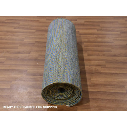 Modern and Contemporary Wool Hand Knotted Rug Blue No Border 2.6X20.0 -O079622