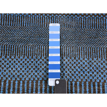 Modern and Contemporary Wool & Silk Hand Knotted Rug Blue No Border 2.7X9.6 -O079623