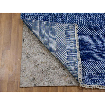 Modern and Contemporary Wool & Silk Hand Knotted Rug Blue No Border 2.7X11.11 -O079624