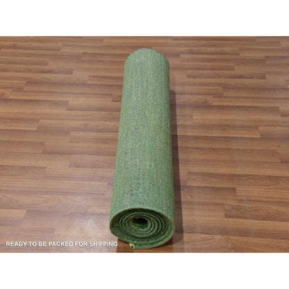 Modern and Contemporary Wool & Silk Hand Knotted Rug Blue No Border 2.9X10.0 -O079625