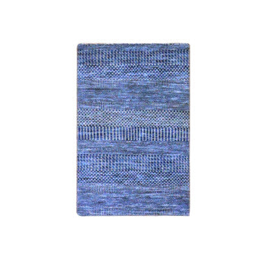 Modern and Contemporary Wool Hand Knotted Rug Blue No Border 2.0X3.1 -O079630