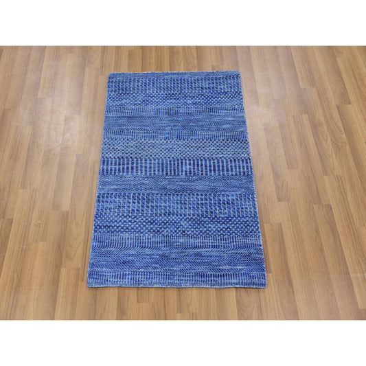 Modern and Contemporary Wool Hand Knotted Rug Blue No Border 2.0X3.1 -O079630