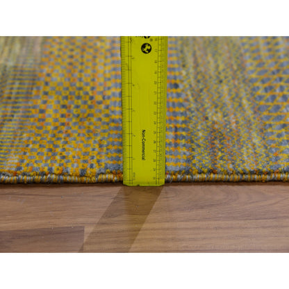 Modern and Contemporary Wool Hand Knotted Rug Green No Border 1.11X3.1 -O079631