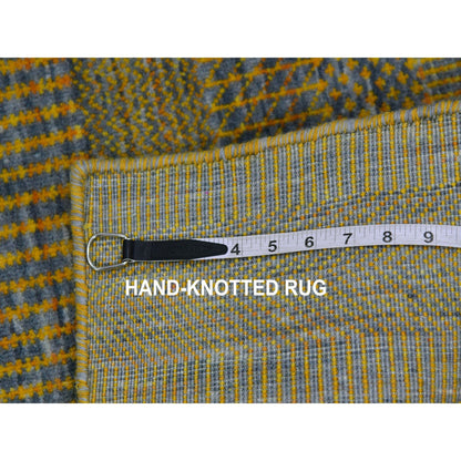 Modern and Contemporary Wool Hand Knotted Rug Green No Border 1.11X3.1 -O079631