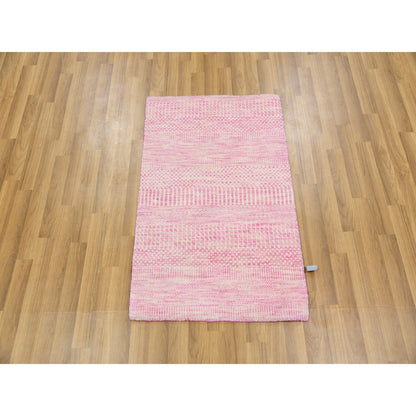 Modern and Contemporary Wool Hand Knotted Rug Ivory No Border 2.1X3.1 -O079633