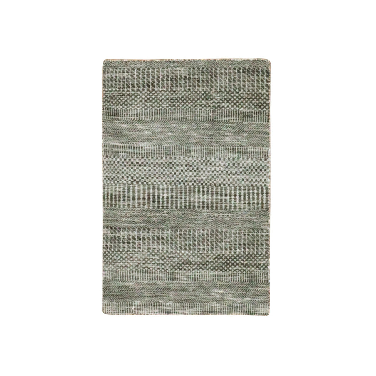 Gray 1'11" x 3'1" Modern and Contemporary Hand knotted Wool Rug - Sku: O079634