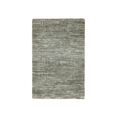 Modern and Contemporary Wool Hand Knotted Rug Grey No Border 1.11X3.1 -O079634