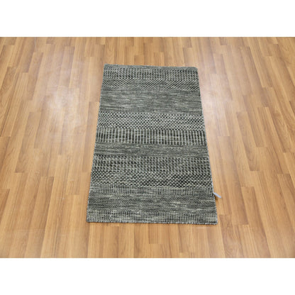 Modern and Contemporary Wool Hand Knotted Rug Grey No Border 1.11X3.1 -O079634