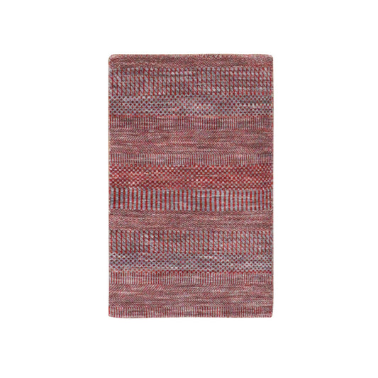 Modern and Contemporary Wool Hand Knotted Rug Red No Border 1.11X3.1 -O079635