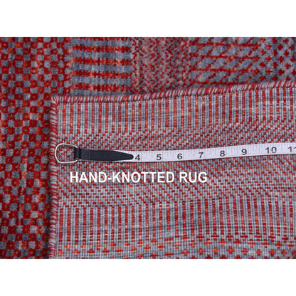 Modern and Contemporary Wool Hand Knotted Rug Red No Border 1.11X3.1 -O079635