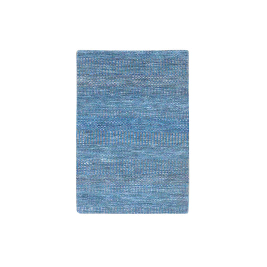 Modern and Contemporary Wool Hand Knotted Rug Blue No Border 2.1X3.1 -O079636